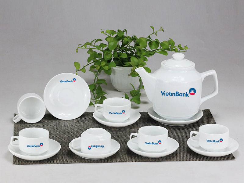 Giới Thiệu Về Bộ Ấm Chén In Logo Vuông Cao Bát Tràng ACLGQBV195 Bộ Ấm Chén In Logo Vuông Cao Bát Tràng Giá Tốt Sang Trọng ACLGQBV195