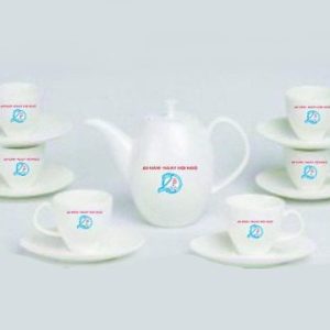 Bộ Ấm chén uống trà Minh Long quà tặng 0.47 L Anna Cao Trắng Giá In Logo quà tặng chính hãng Theo Yêu Cầu ACLGQBV10