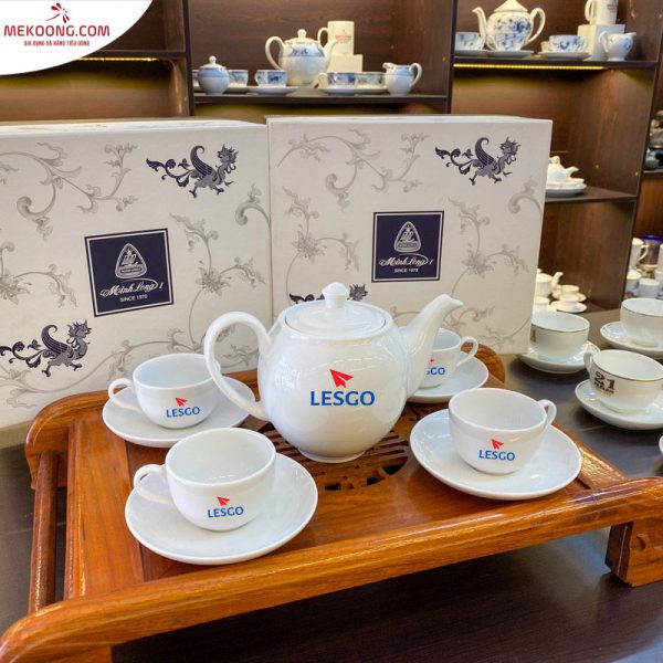 Ấm Chén Quà Tặng In Logo Camellia No.4681 Lesgo HG Đẹp