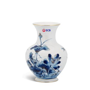 Bình hoa 22cm Sen Vàng In Logo quà tặng SCB HG Theo Yêu Cầu BHLGQBV10