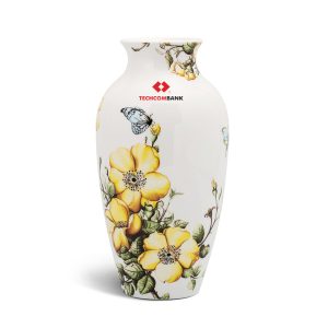 Bình hoa 27×14.5cm Kiêu sa In Logo quà tặng Techcombank HG Đẹp Tinh Tế BHLGQBV8