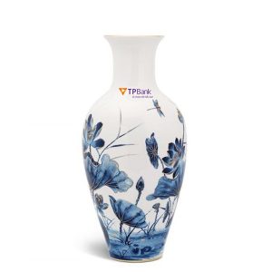 Bình hoa Minh Long quà tặng 45 cm – Sen Vàng In Logo quà tặng TP Bank HG Đẹp Tinh Tế BHLGQBV21