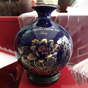 Bình Hút Tài lộc Bát Tràng Sen Vẽ Vàng Logo Văn Phòng Chính Phủ cao cấp Giá Tốt Sang Trọng BHLGQBV31
