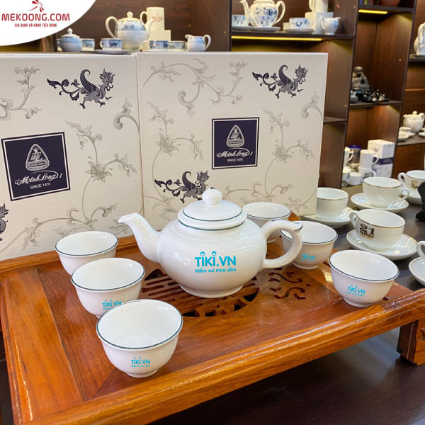 Ứng Dụng Đa Dạng Bộ Trà Minh Long quà tặng 0.35 L Jasmine Chỉ Xanh In Logo quà tặng Vietcombank HG Cao Cấp Sang Trọng ACLGQBV36