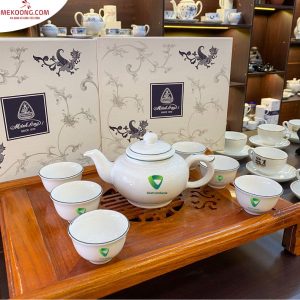 Bộ Trà Minh Long quà tặng 0.35 L Jasmine Chỉ Xanh In Logo quà tặng Vietcombank HG Cao Cấp Sang Trọng ACLGQBV36