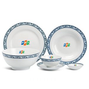 Bộ Đồ Ăn Minh Long Jasmine Chim Lạc 22 Sản Phẩm in logo Fpt HG