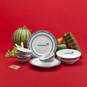 Bộ Đồ Ăn Minh Long Jasmine Phúc Lộc Thọ 35 Sản Phẩm In Logo Vietinbank HG