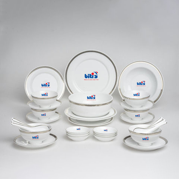 Bộ đồ ăn Minh Long Sago Thiên Tuế 30 sản phẩm in logo Bitis HG