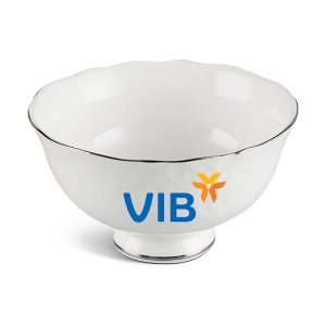 Chén Sứ Ăn Cơm Minh Long Đài Các – Chỉ Bạch Kim In Logo VIB HG