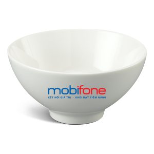 Chén Sứ Ăn Cơm Minh Long Daisy IFP – Trắng Ngà In Logo Mobifone HG