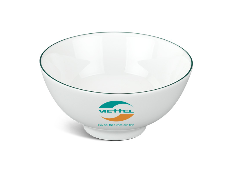 Chén Sứ Ăn Cơm Minh Long Jasmine – Chỉ Xanh Lá In Logo Viettel HG Chén Sứ Ăn Cơm Minh Long Jasmine – Chỉ Xanh Lá In Logo Viettel HG