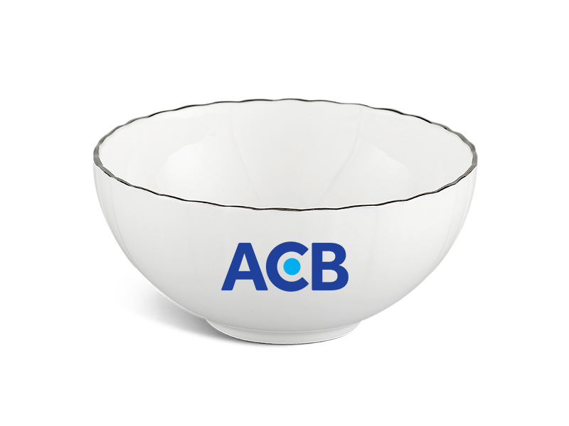 Chén Sứ Ăn Cơm Minh Long Ngọc Biển – Chỉ Bạch Kim In Logo ACB HG Chén Sứ Ăn Cơm Minh Long Ngọc Biển – Chỉ Bạch Kim In Logo ACB HG