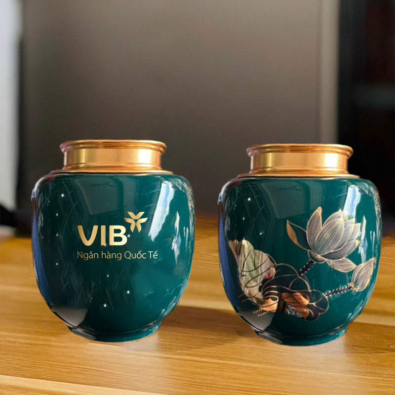 Hũ trà xanh đậm vẽ vàn Ý Nghĩa ACLGQBV187