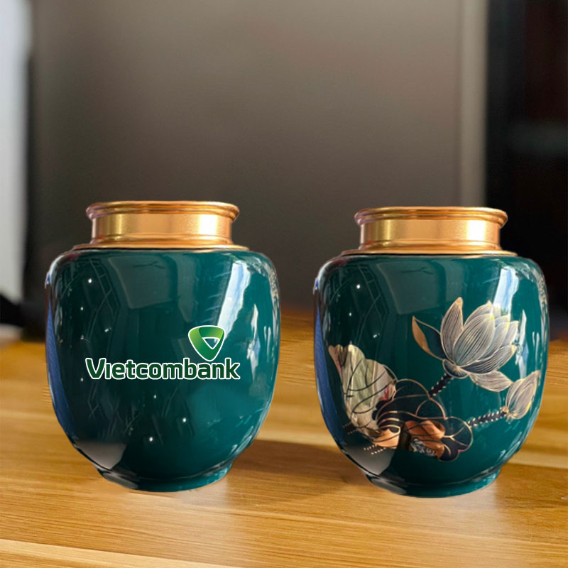 Hũ trà xanh đậm vẽ vàn Ý Nghĩa ACLGQBV187