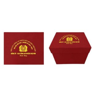 Hộp Xi Đỏ Lót Vải Lụa Quà Tặng In Logo Đại Hôi Cao Cấp HXĐ13