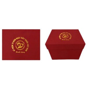 Hộp Xi Quà Tặng Lót Lụa In Logo Kỷ Niệm 70 Năm Ngày Thầy Thuốc VN HXĐ8
