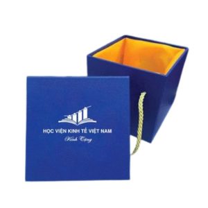Hộp Xi Xanh Dương Gói Quà In Logo Học Viện Kinh Tế VN HXXD4