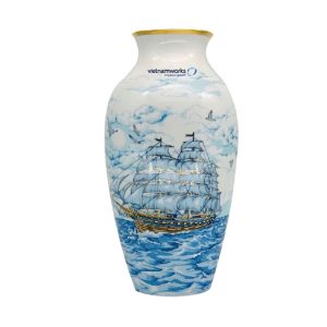Bình Hoa In Logo Vietnamworks Minh Long Thuận Buồm Xuôi Gió 27cm Trang Trí Vàng Cao Cấp BHTML40