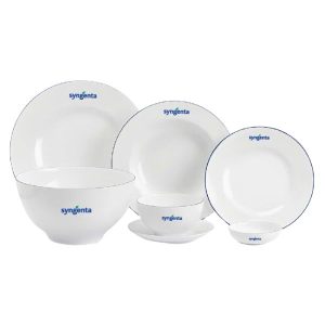 Bộ Đồ Ăn Minh Long Camellia Chỉ Xanh Dương Bộ 25 Sản Phẩm In Logo Syngenta