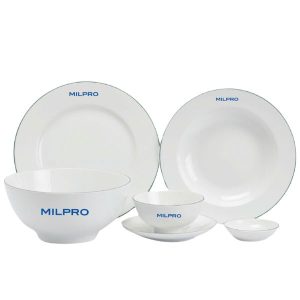 Bộ đồ ăn Minh Long Jasmine Chỉ Xanh Lá 22 Sản Phẩm In Logo MILPRO