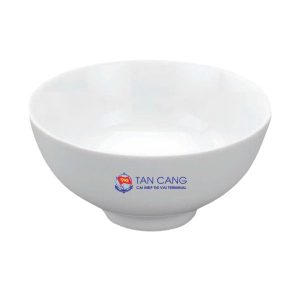 Chén Sứ Ăn Cơm Minh Long Trắng Cao Cấp, Sang Trọng In Logo Tân Cảng