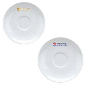 Dĩa Sứ Tròn Trắng Trơn In Logo Quà Tặng Tri Ân DT4