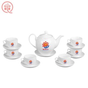 Ấm Chén In Logo Đại Hội Quà Tặng Lần Thứ 7 Bát Tràng ACILGBT75