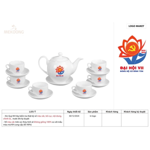 Hình Ảnh Thực Tế Ấm Chén In Logo Đại Hội Quà Tặng Lần Thứ 7 Bát Tràng ACILGBT75