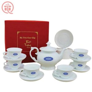 Ấm Chén In Logo MATECH Quà Tặng Bát Tràng Lầu Cát Sang Trọng ACILGBT81