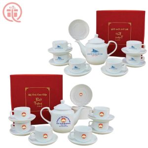 Ấm Chén In Logo Quà Tặng Bát Tràng Trắng Trơn Giá Rẻ ACILGBT90