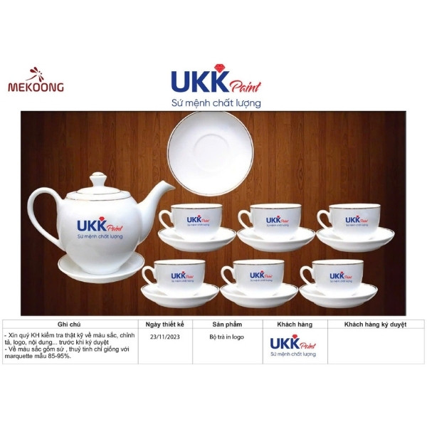 Đặt In Sản Phẩm Quà Tặng In Logo Uy Tín Giá Rẻ Tại TP.HCM Ấm Chén In Logo Quà Tặng Ming Long Trắng Camellia Chỉ Vàng Đẹp ACILGML79