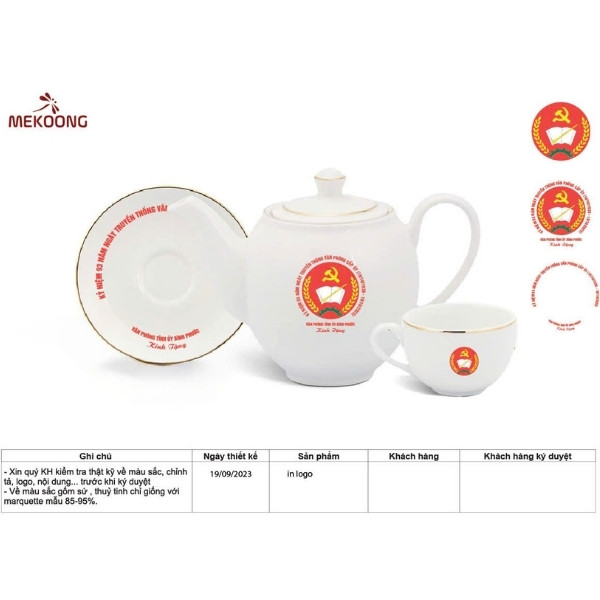 Đặc Điểm Nổi Bật Của Sản Phẩm Ấm Chén In Logo Quà Tặng Ming Long Trắng Camellia Chỉ Vàng Đẹp ACILGML79