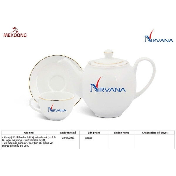 Hình Ảnh Thực Tế Về Mẫu Sản Phẩm Ấm Chén In Logo Quà Tặng Ming Long Trắng Camellia Chỉ Vàng Đẹp ACILGML79
