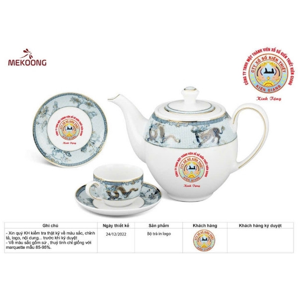 Hình Ảnh Về Sản Phẩm Ấm Chén In Logo Quà Tặng Minh Long Camellia – Tứ Linh ACILGML102