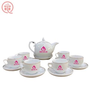 Ắm Chén In Logo VBSP An Lão Quà Tặng Bát Tràng - Bưởi Lửa Chỉ Vàng ACILGBT80