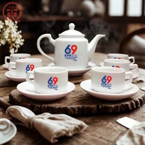 Bộ Ấm Chén In Logo 69 Năm Thành Lập Tập Đoàn Điện Lực Việt Nam ACILGBT118