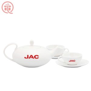 Bộ Ấm Chén In Logo JAC Quà Tặng Minh Long Anna Trắng Trơn ACILGML82