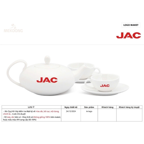 Mô Tả Sản Phẩm Bộ Ấm Chén In Logo JAC Quà Tặng Minh Long Anna Trắng Trơn ACILGML82