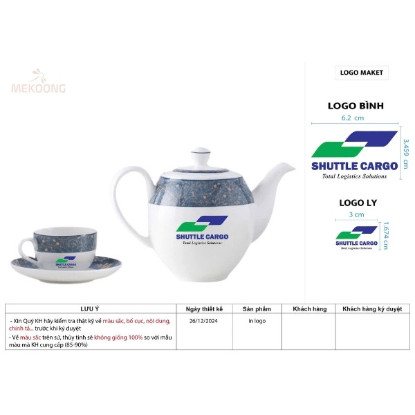Ưu Điểm Nổi Bật Của Sản Phẩm Bộ Ấm Chén In Logo Shuttle Cargo Quà Tặng Minh Long – Nắp Camellia – Diệp Lục ACILGML72
