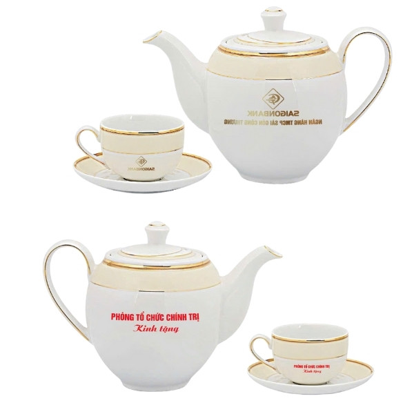 Giới Thiệu Về Mẫu Sản Phẩm Bộ Ấm Trà In Logo Đại Hội Quà Tặng Minh Long Viền Chỉ Vàng ACILGML87 Bộ Ấm Trà In Logo Đại Hội Quà Tặng Minh Long Viền Chỉ Vàng ACILGML87