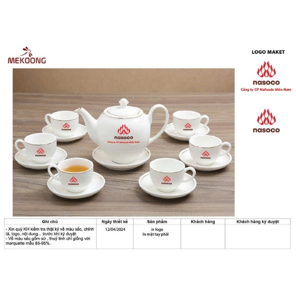 Mục Đích Sử Dụng Của Sản Phẩm Bộ Ấm Trà In Logo Nasoco Quà Tặng Bát Tràng Dáng Bưởi Viền Vàng ACILGBT100