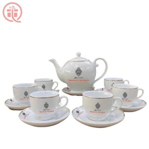 Bộ Ấm Trà In Logo Nauy Corp Quà Tặng Bát Tràng ACILGBT111