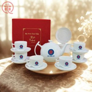 Bộ Ấm Trà In Logo Quà Tặng Bát Tràng - Trăng Khuyết ACILGBT73
