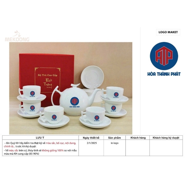 Hình Ảnh Thực Tế Bộ Ấm Trà In Logo Quà Tặng Bát Tràng – Trăng Khuyết ACILGBT73