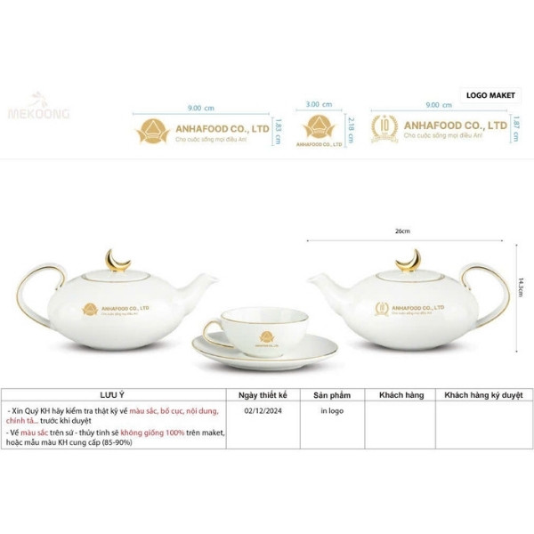 Hình Ảnh Mẫu Về Sản Phẩm Bộ Ấm Trà In Logo Quà Tặng Minh Long – Anna Minh Nguyệt Chỉ Vàng ACILGML92