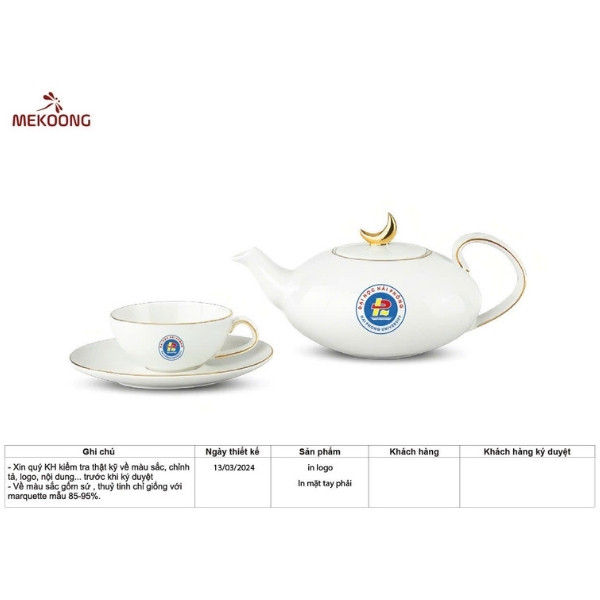 Lý do nên chọn in logo ly thủy tinh tại Quà Tặng In Logo? Bộ Ấm Trà In Logo Quà Tặng Minh Long – Anna Minh Nguyệt Chỉ Vàng ACILGML92