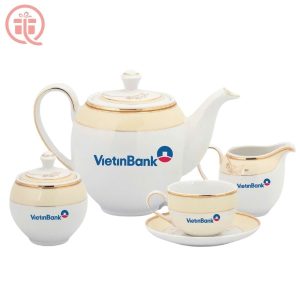Bộ Ấm Trà In Logo Vietinbank Quà Tặng Minh Long Có Nắp Camellia - Hương Biển Kem ACILGML77