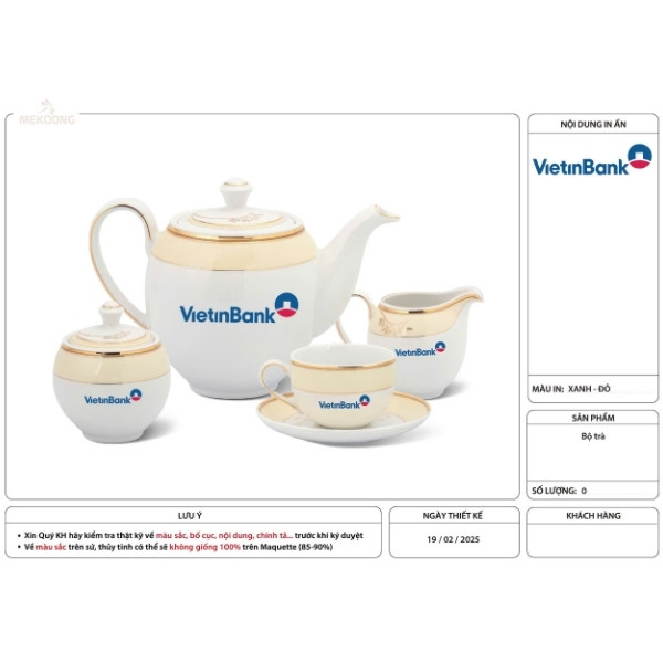 Hình Ảnh Thực Tế Bộ Ấm Trà In Logo Vietinbank Quà Tặng Minh Long Có Nắp Camellia – Hương Biển Kem ACILGML77
