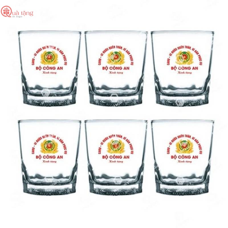 Bộ 6 cốc thủy tinh in logo Set Bộ Quà Tặng Đại Hội Đảng Bộ Chất Lượng Ý Nghĩa