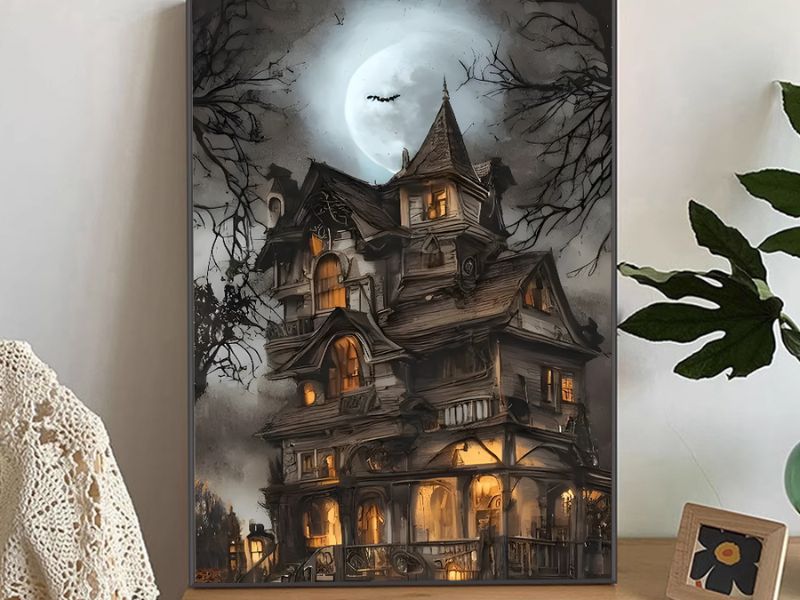 Tranh canvas hoặc poster phong cách kinh dị Gợi ý 16+ món quà tặng Halloween độc đáo, ấn tượng cho người thân